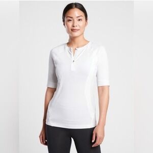 Athleta Pacifica Illume UPF Fitted‎ 1/4 Zip Tee Shirt White Plus Size 1X Outdoor